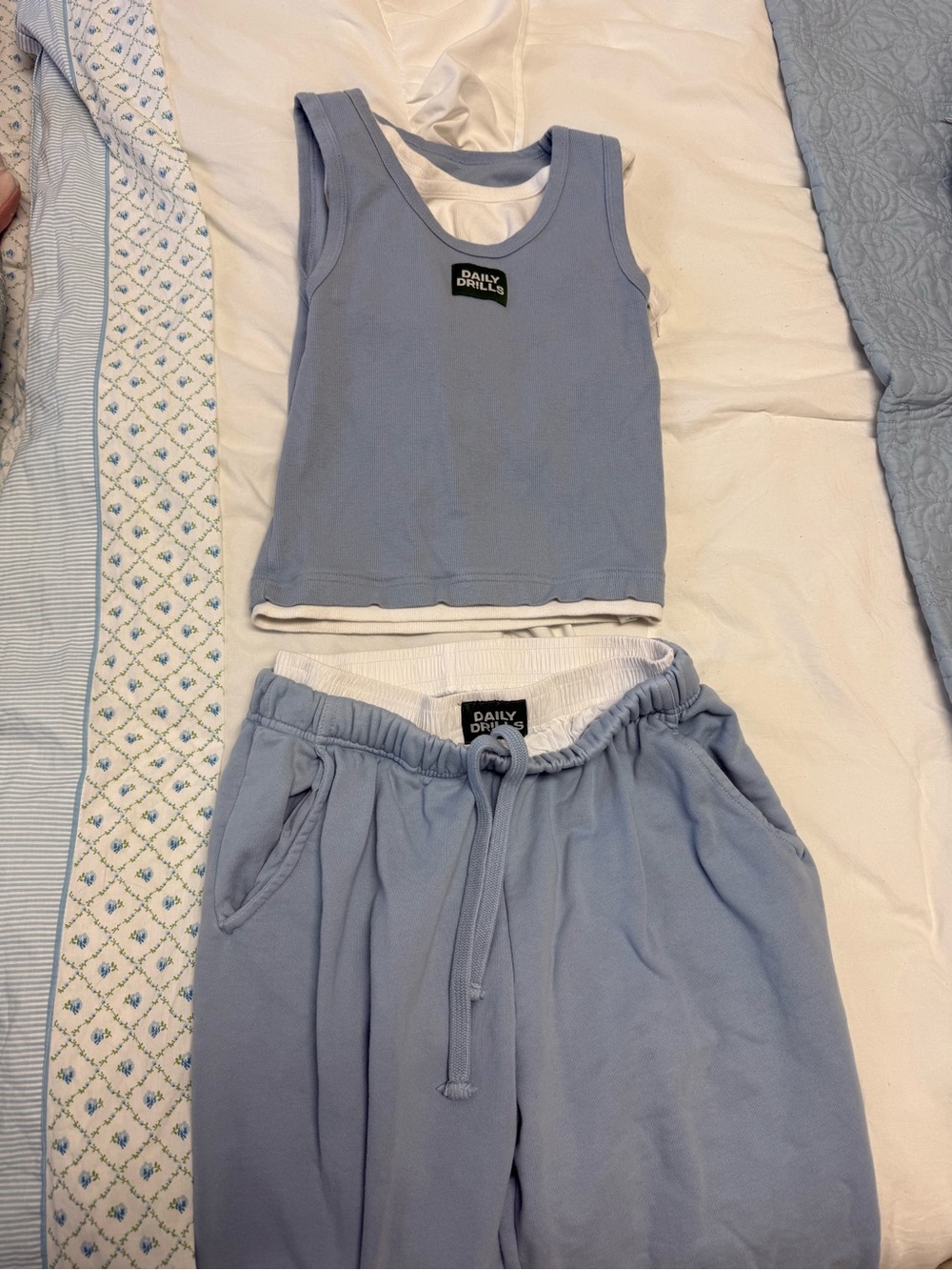 Daily Drills Light Blue Tank Top & Jogger Pajama Set